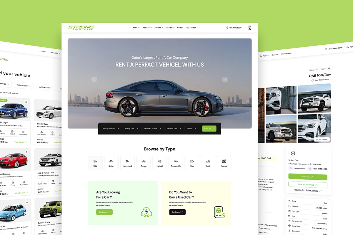 Strong Rental Cars Qatar - Web & App Redesign - Screen 1